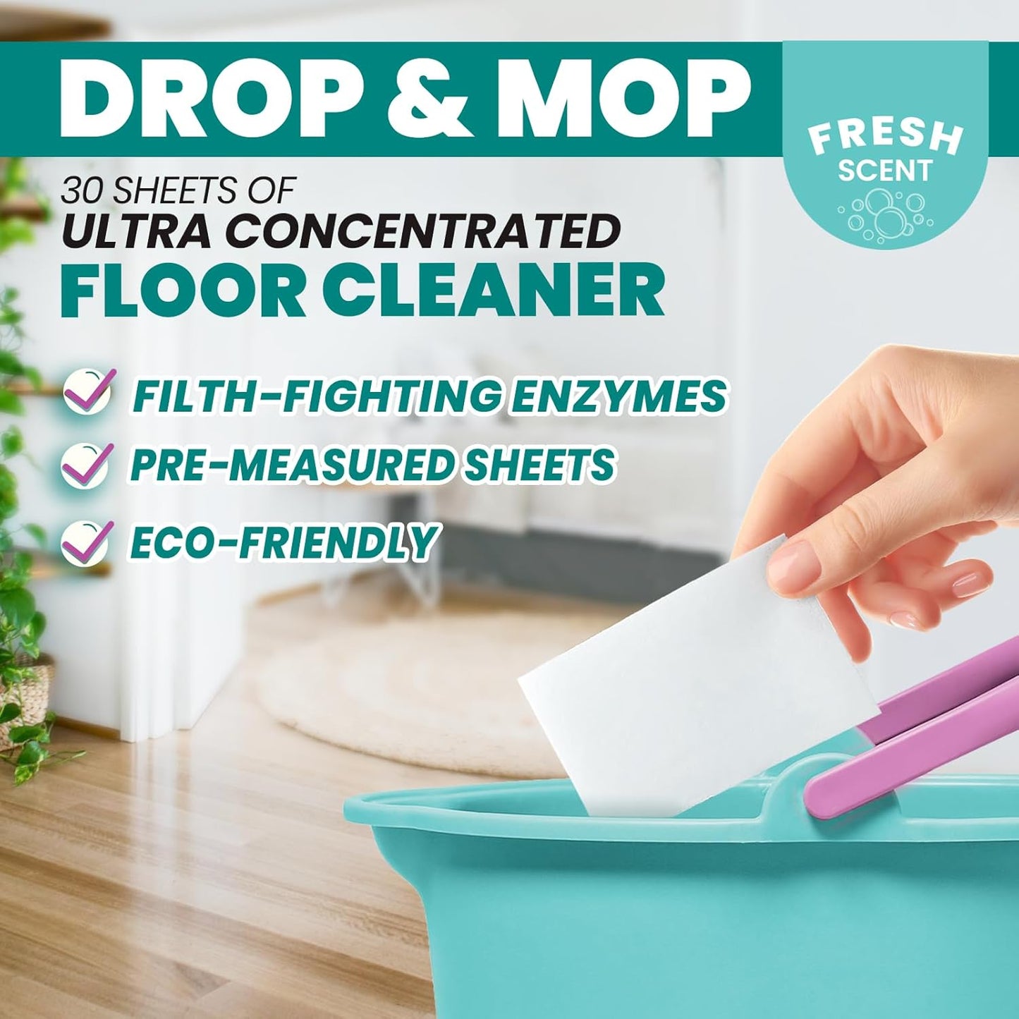 Uncle Todd's Floor Cleaner Sheets – 30 Ct, Enzyme Formula