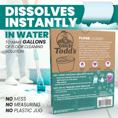 Uncle Todd's Floor Cleaner Sheets – 30 Ct, Enzyme Formula